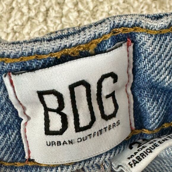 BDG shorts womens Sz 27 jeans summer cut out distress Blue Denim Ripped Western - Picture 6 of 12